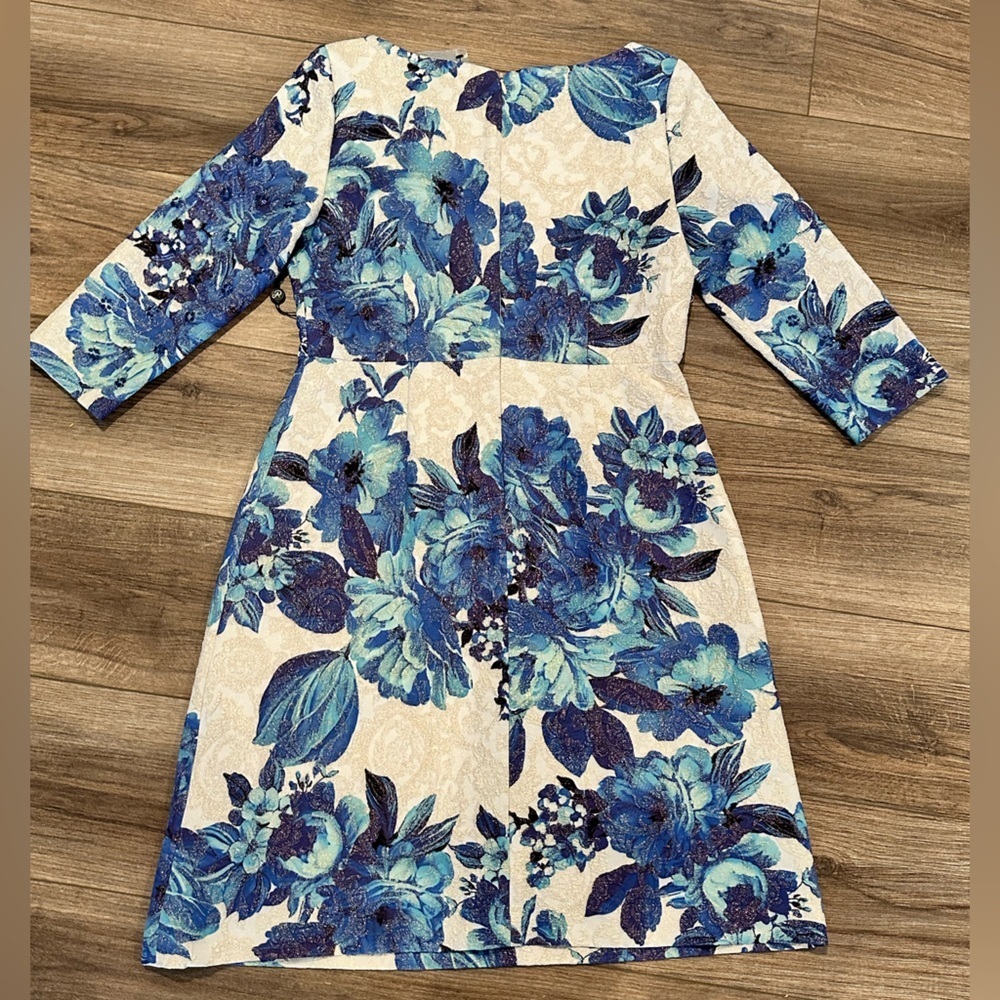 NWT! Adrianna Papell Matelsee Metallic Jacquard Sheath Floral Dress Size 8 - Picture 10 of 10